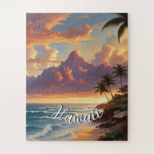 Vintage Style Hawaiian Travel Honolulu Mid-Pacific Jigsaw Puzzle