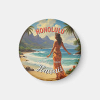 Vintage Style Hawaiian Travel Honolulu Mid-Pacific