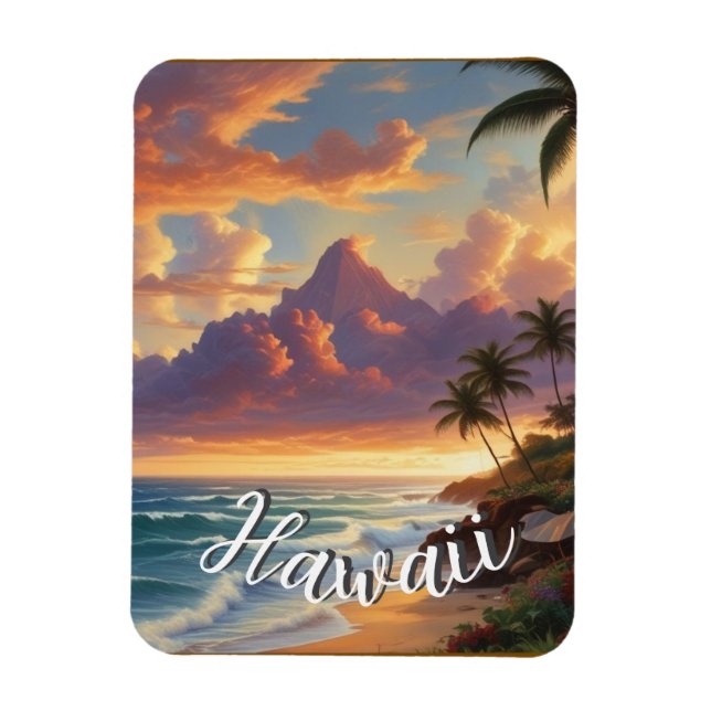 Vintage Style Hawaiian Travel Honolulu Mid-Pacific Magnet (Vertical)