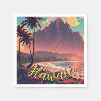 Vintage Style Hawaiian Travel Honolulu Mid-Pacific