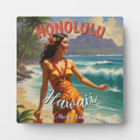 Vintage Style Hawaiian Travel Honolulu Mid-Pacific