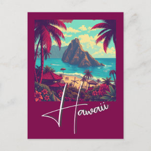 Vintage Style Hawaiian Travel Honolulu Mid-Pacific Postcard