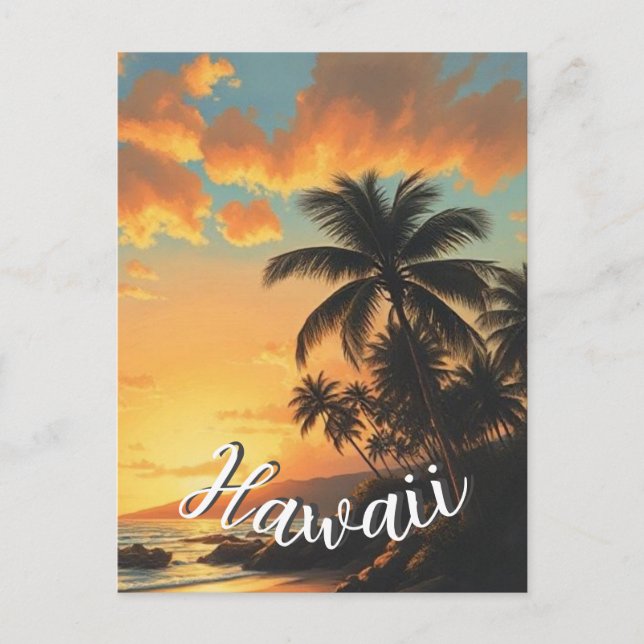 Vintage Style Hawaiian Travel Honolulu Mid-Pacific Postcard (Front)