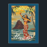 Vintage Style Hawaiian Travel Honolulu Mid-Pacific Postcard<br><div class="desc">Hula Girl - Carnival - Aloha Honolulu Caribbean Travel Artworks - Vintage Hawaiian Advertisement</div>
