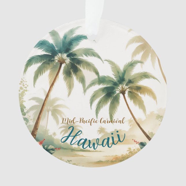 Vintage Style Hawaiian Travel Honolulu Ornament (Front)