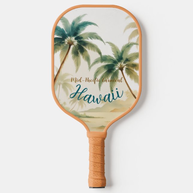 Vintage Style Hawaiian Travel Honolulu Pickleball Paddle (Front)