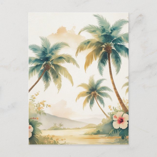Vintage Style Hawaiian Travel Honolulu Postcard (Front)