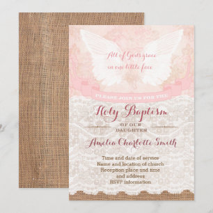 Vintage style Holy Baptism Invitations for Girl