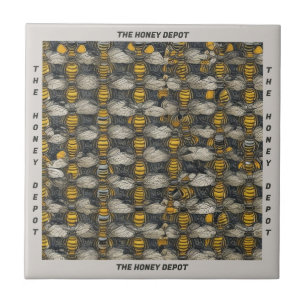 Vintage Style HoneyBee Pattern Name Ceramic Tile