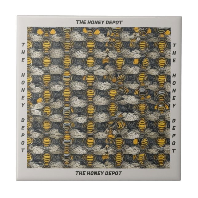 Vintage Style HoneyBee Pattern Name Ceramic Tile (Front)