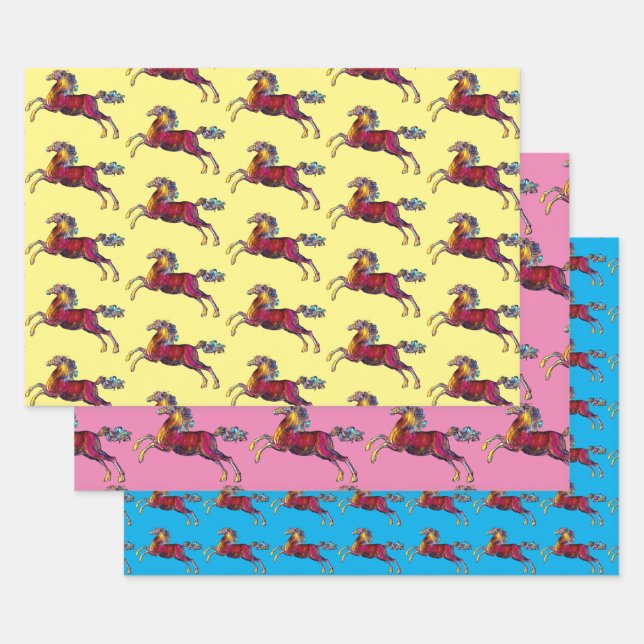 Vintage Style Horse Art Wrapping Craft Paper (Set)