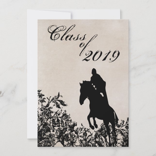Vintage Style Horse Jumping Graduation Invitation (Front)