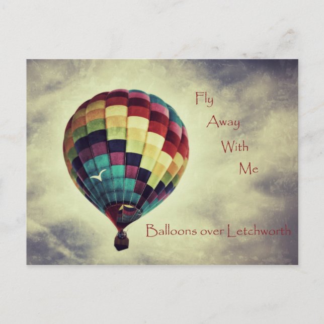 Vintage style hot air balloon postcard (Front)