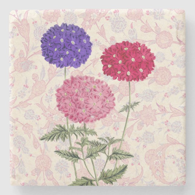Vintage Style Hydrangea Trio Stone Coaster (Front)