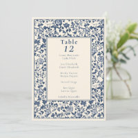 Vintage style intricate floral table seating chart