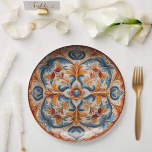 Vintage-Style Italian Pottery Inspired Paper Plate