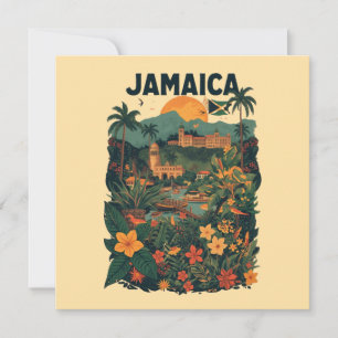 Vintage Style Jamaica Travel Illustration Card