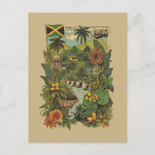 Vintage Style Jamaica Travel Illustration Holiday Postcard