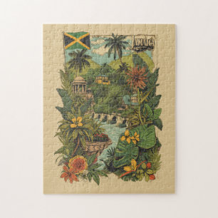 Vintage Style Jamaica Travel Illustration Jigsaw Puzzle