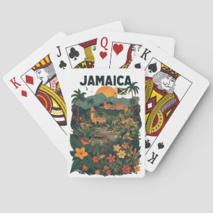 Vintage Style Jamaica Travel Illustration Playing Cards