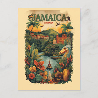 Vintage Style Jamaica Travel Illustration Postcard