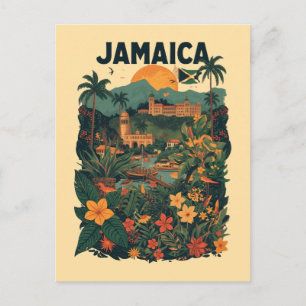 Vintage Style Jamaica Travel Illustration Postcard