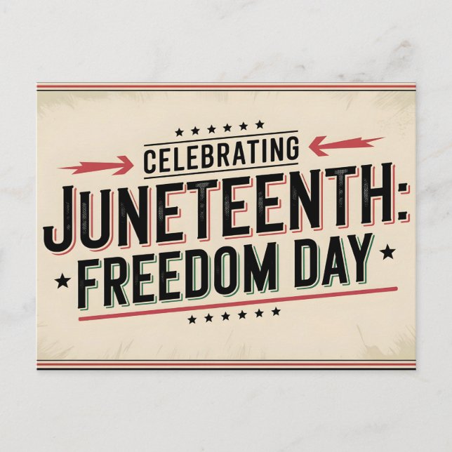 Vintage Style Juneteenth Celebration Typography Postcard (Front)