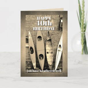 vintage style kayak Birthday humour to personalize Card