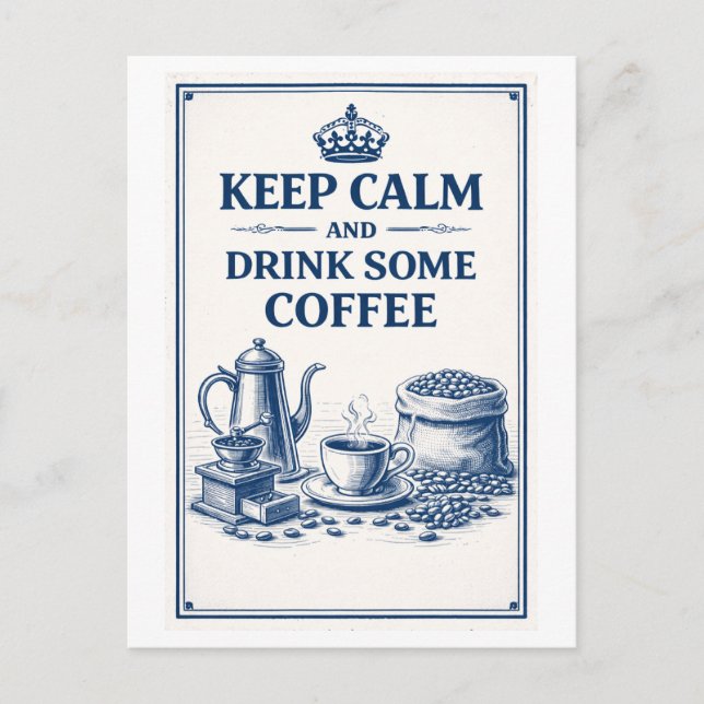 Vintage-Style "Keep Calm" Coffee Postcard (Front)