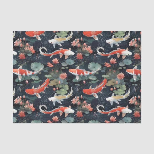 Vintage Style Koi Fish Decoupage Tissue Paper (Front)