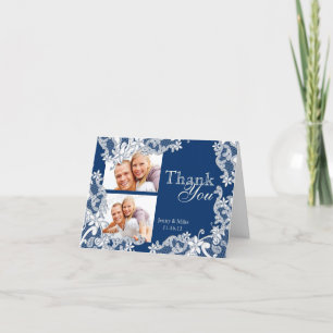 Vintage Style Lace Blue Photo Thank You