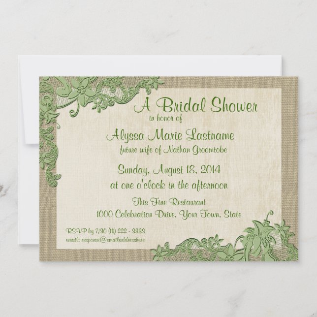 Vintage Style Lace Design Bridal Shower Invitation (Front)