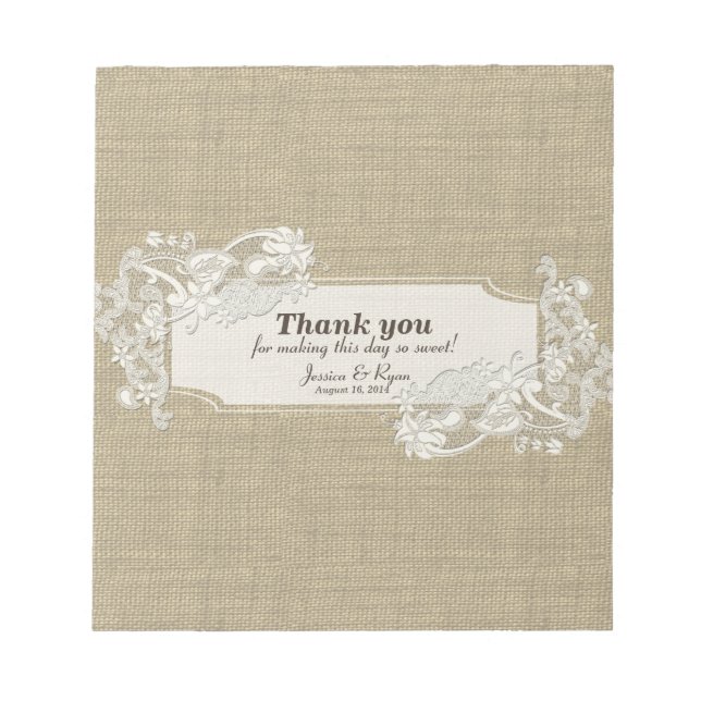 Vintage Style Lace Design Candy Bar Wrap Notepad (Front)