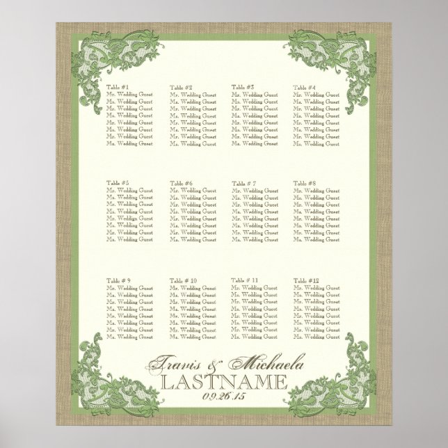 Vintage Style Lace Design Green Poster (Front)