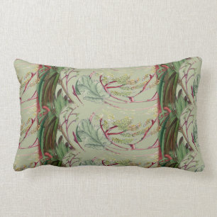 Vintage Style Leaf Print Lumbar Pillow 13" x 21"