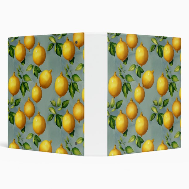 Vintage Style Lemons Pattern Wallpaper Art Binder (Background)