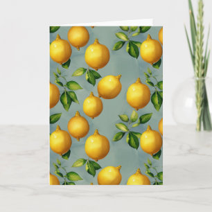 Vintage Style Lemons Pattern Wallpaper Art Card