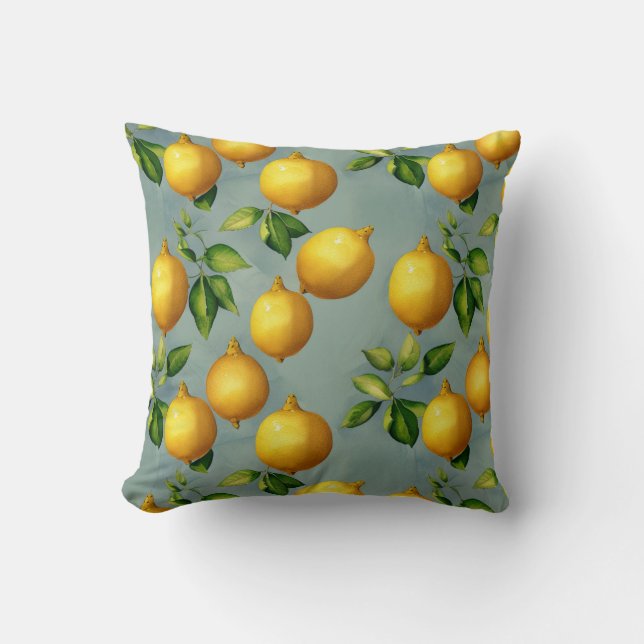 Vintage Style Lemons Pattern Wallpaper Art Throw Pillow (Front)