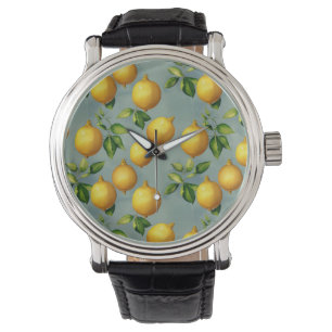 Vintage Style Lemons Pattern Wallpaper Art Watch