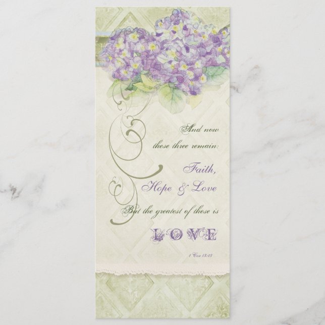 Vintage Style Lilac Hydrangea - Wedding Program (Front)