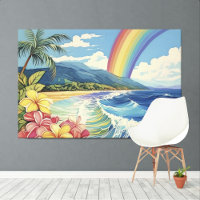 Vintage style lithograph Tropical XL art