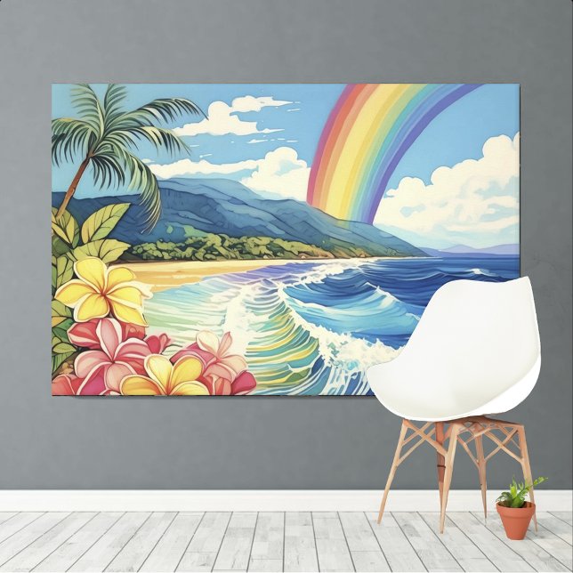 Vintage style lithograph Tropical XL art Canvas Print (Creator Uploaded)