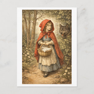 Vintage-Style Little Red Riding Hood Postcard