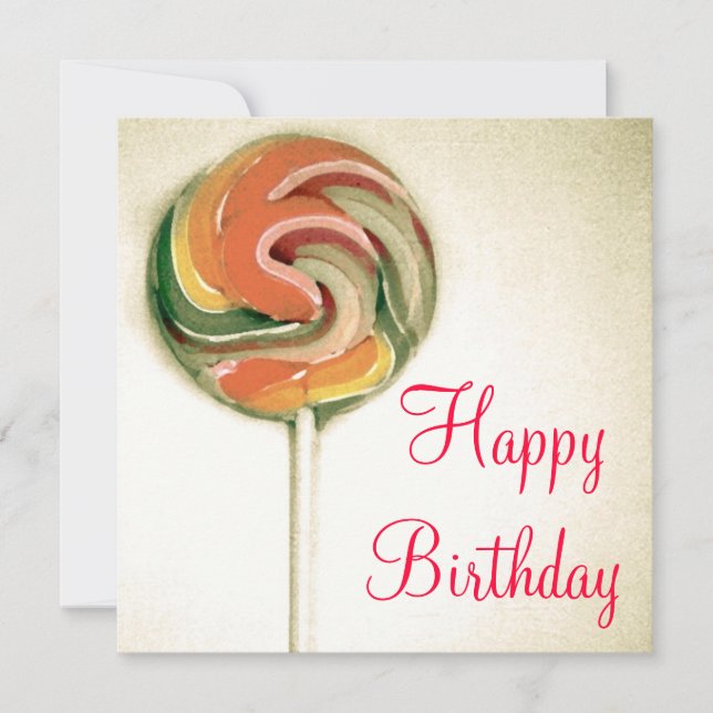 VINTAGE STYLE "LOLLIPOP" BIRTHDAY CARD IN COLOUR (Front)