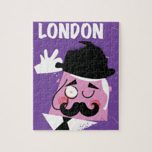 Vintage style london businessman travel poster jigsaw puzzle