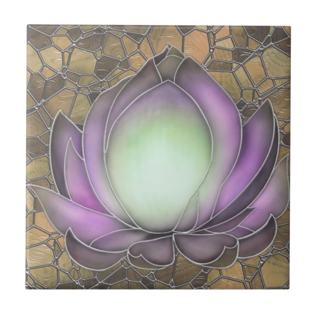 Vintage Style Lotus Ceramic Tile (Front)