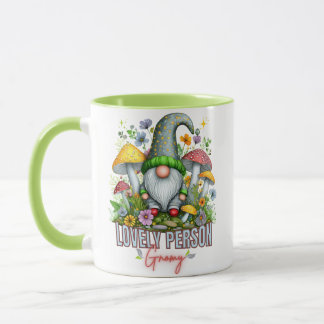 Vintage Style Lovely Gnome with Mushrooms Art Mug