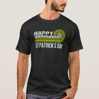 Vintage Style Lucky Rainbow Shamrocks Green St Pat T-Shirt