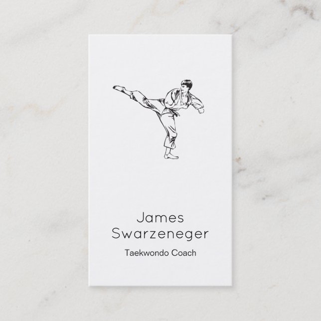 Vintage Style Martial Arts Business Card - Black (Front)