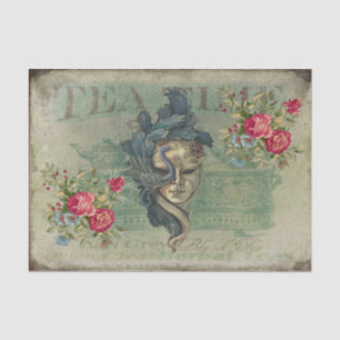 Vintage Style Mask, Flowers, Tea Time Tissue Paper